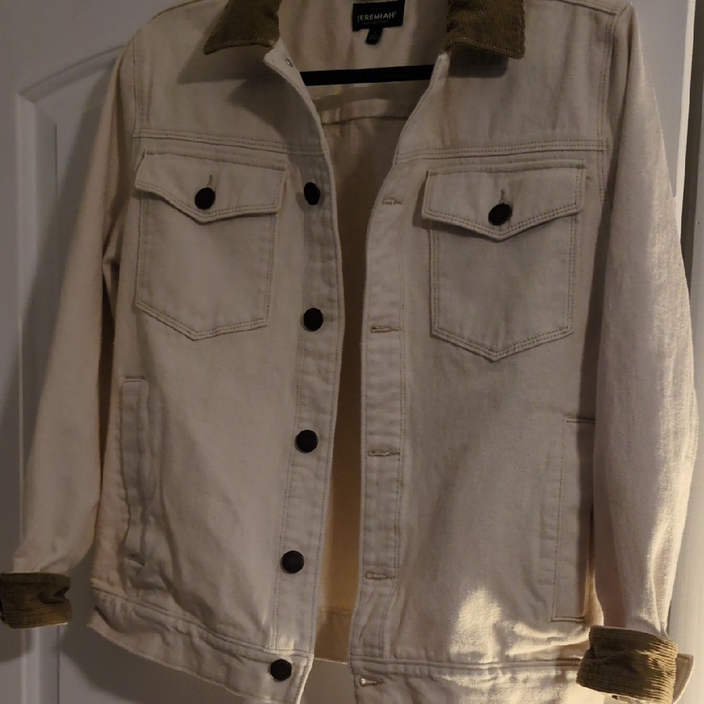 Jeremiah Cream Jean Jacket with Brown Accents